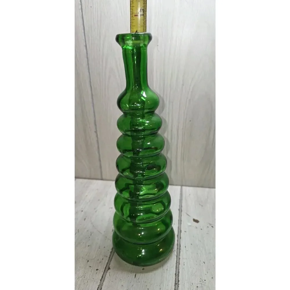 Vtg Green Bubble Glass Decorative Beehive Vase Design Bottle Collectors Piece 12